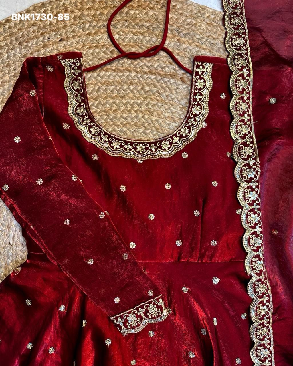 embroidery Gown Dupatta Fendi silk- BNK1730