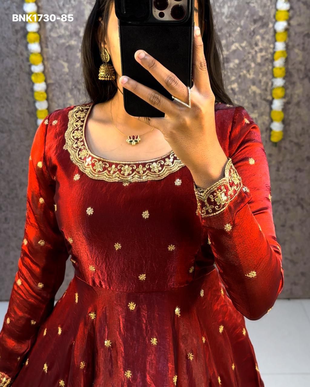 embroidery Gown Dupatta Fendi silk- BNK1730