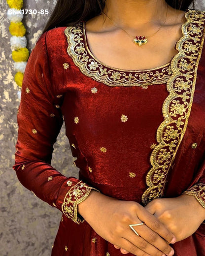 embroidery Gown Dupatta Fendi silk- BNK1730