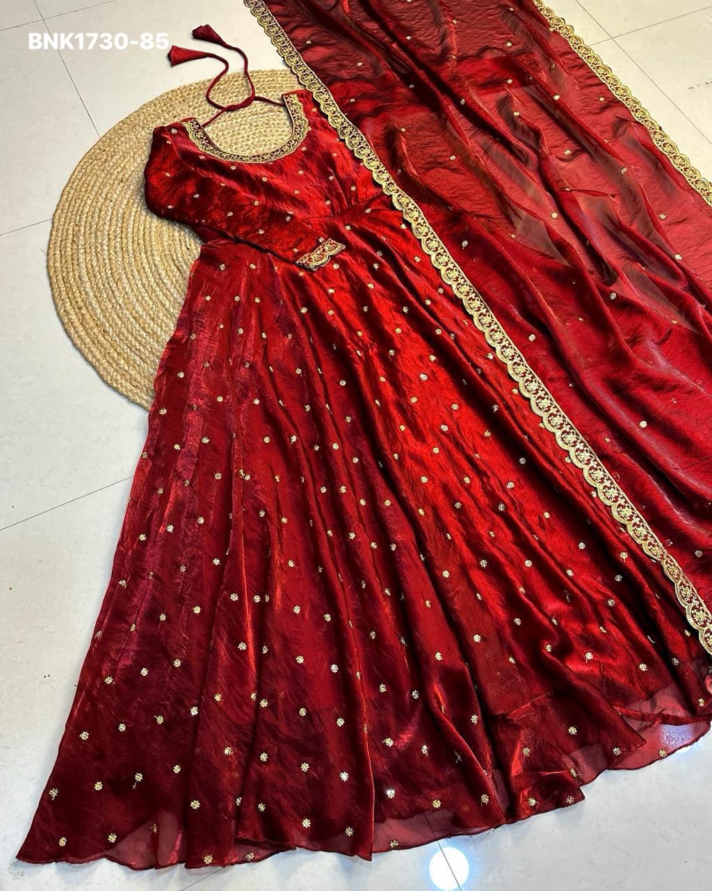 embroidery Gown Dupatta Fendi silk- BNK1730