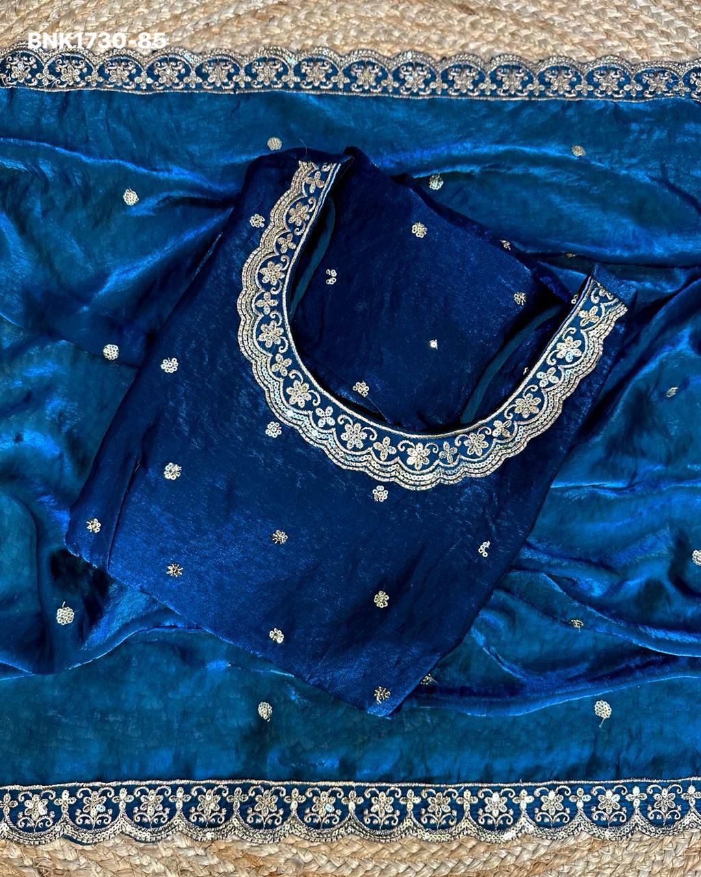embroidery Gown Dupatta Fendi silk- BNK1730
