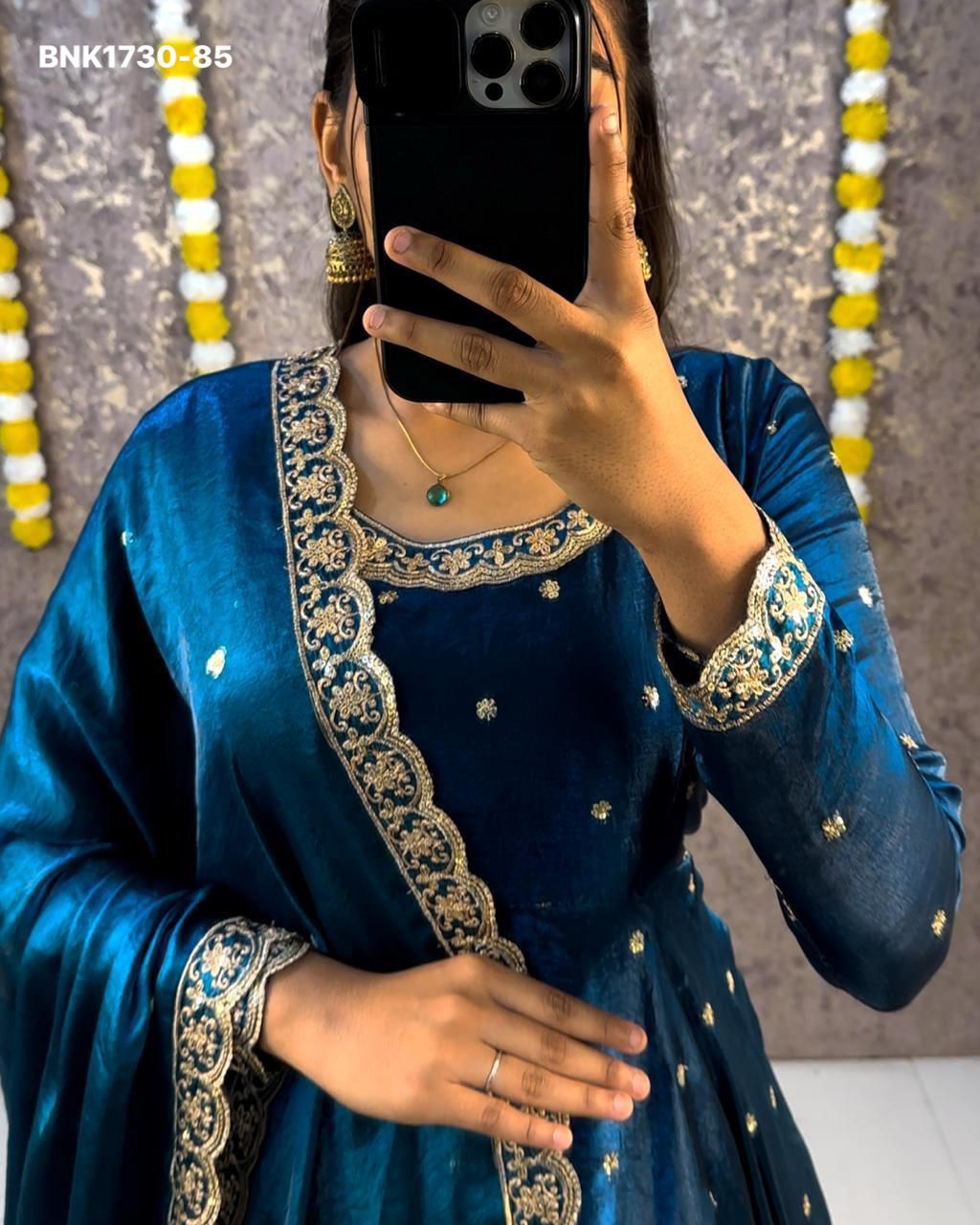embroidery Gown Dupatta Fendi silk- BNK1730