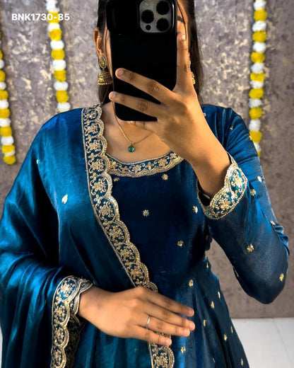 embroidery Gown Dupatta Fendi silk- BNK1730