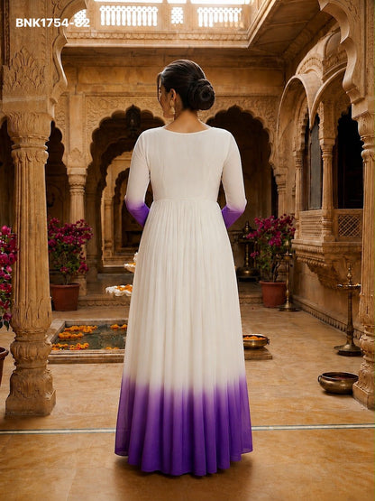 GOWN Star Georgette Pedding with Embroidery Woolen thread work-BNK1754