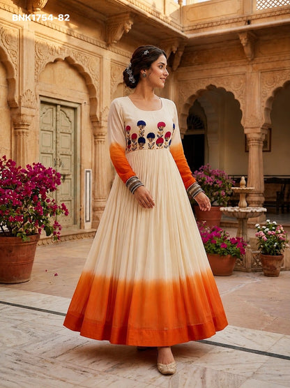 GOWN Star Georgette Pedding with Embroidery Woolen thread work-BNK1754