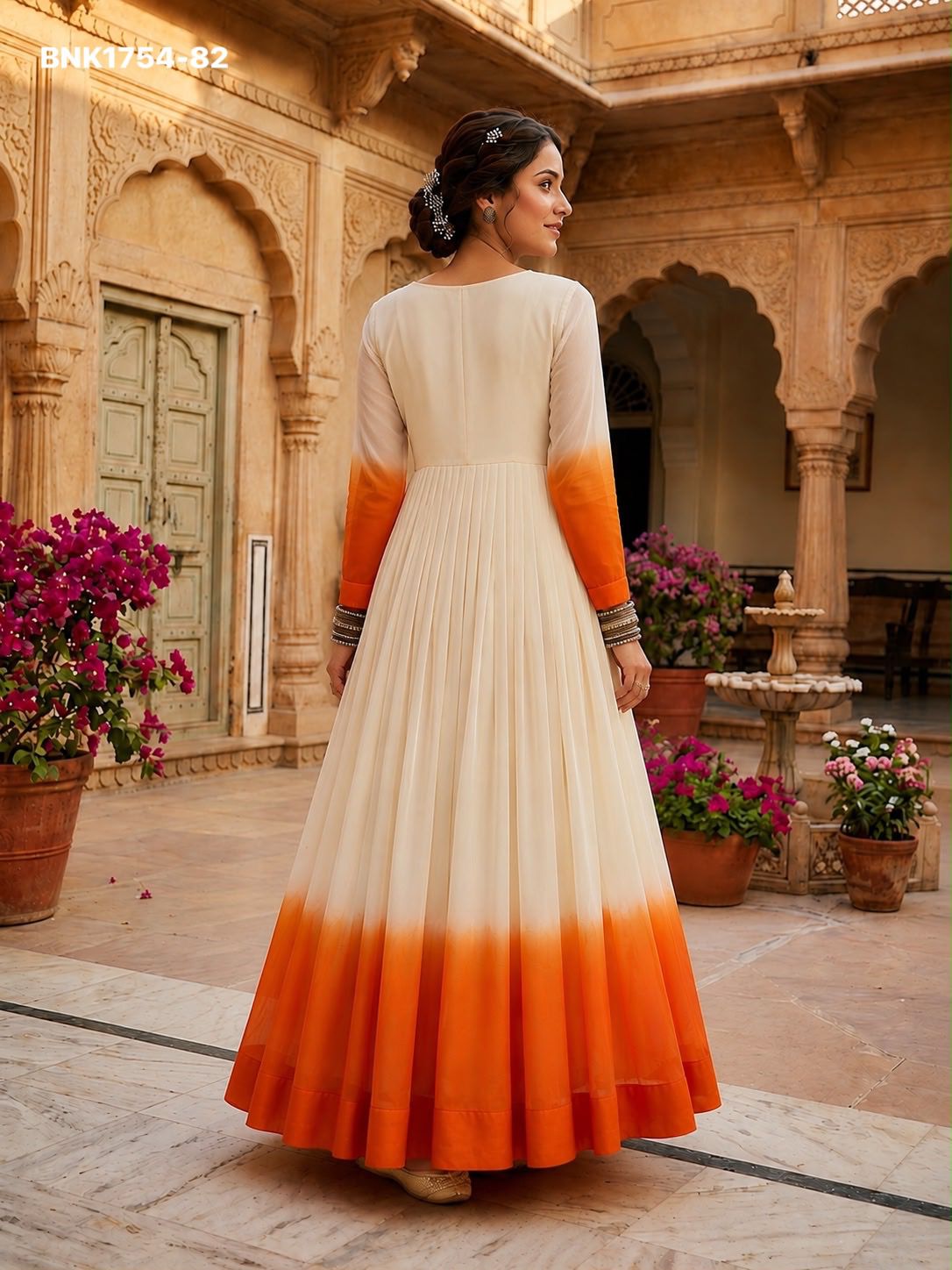 GOWN Star Georgette Pedding with Embroidery Woolen thread work-BNK1754