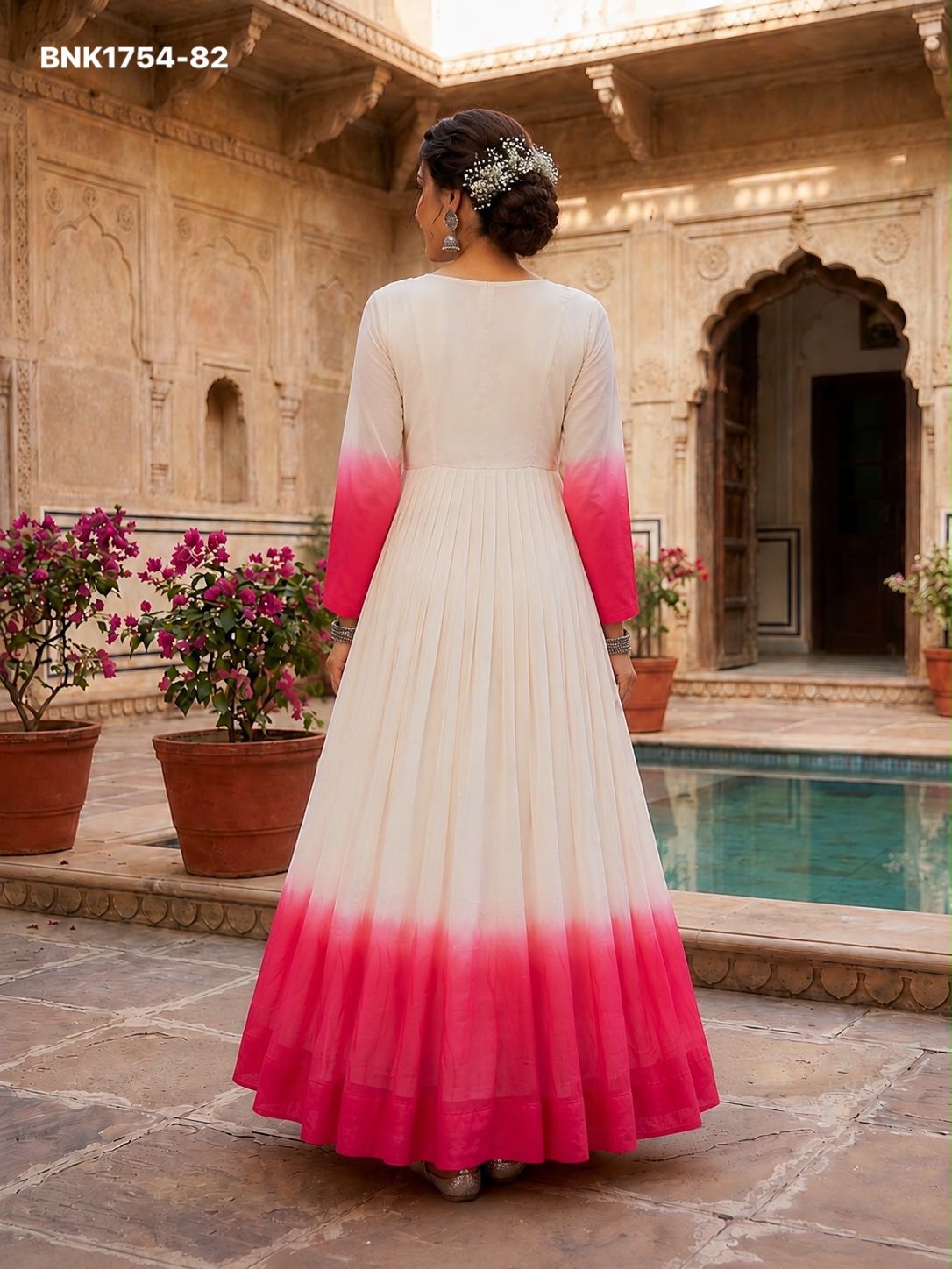 GOWN Star Georgette Pedding with Embroidery Woolen thread work-BNK1754