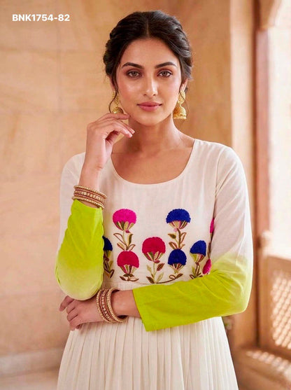 GOWN Star Georgette Pedding with Embroidery Woolen thread work-BNK1754