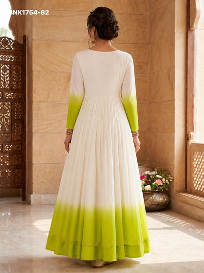 GOWN Star Georgette Pedding with Embroidery Woolen thread work-BNK1754