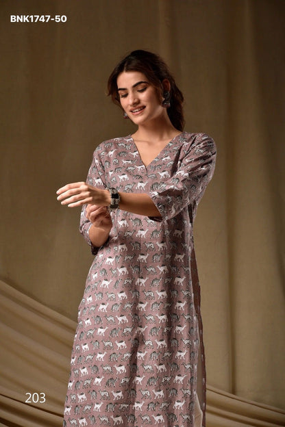 Beautiful RAYON Printed Causal Wear Kurti - BNK1747