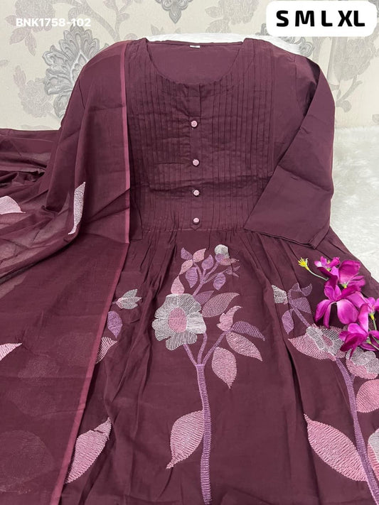 Beautiful Cotton Embroidered Suit Set - BNK1758