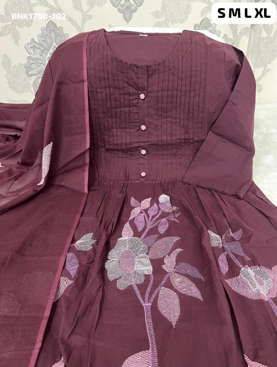 Beautiful Cotton Embroidered Suit Set - BNK1758