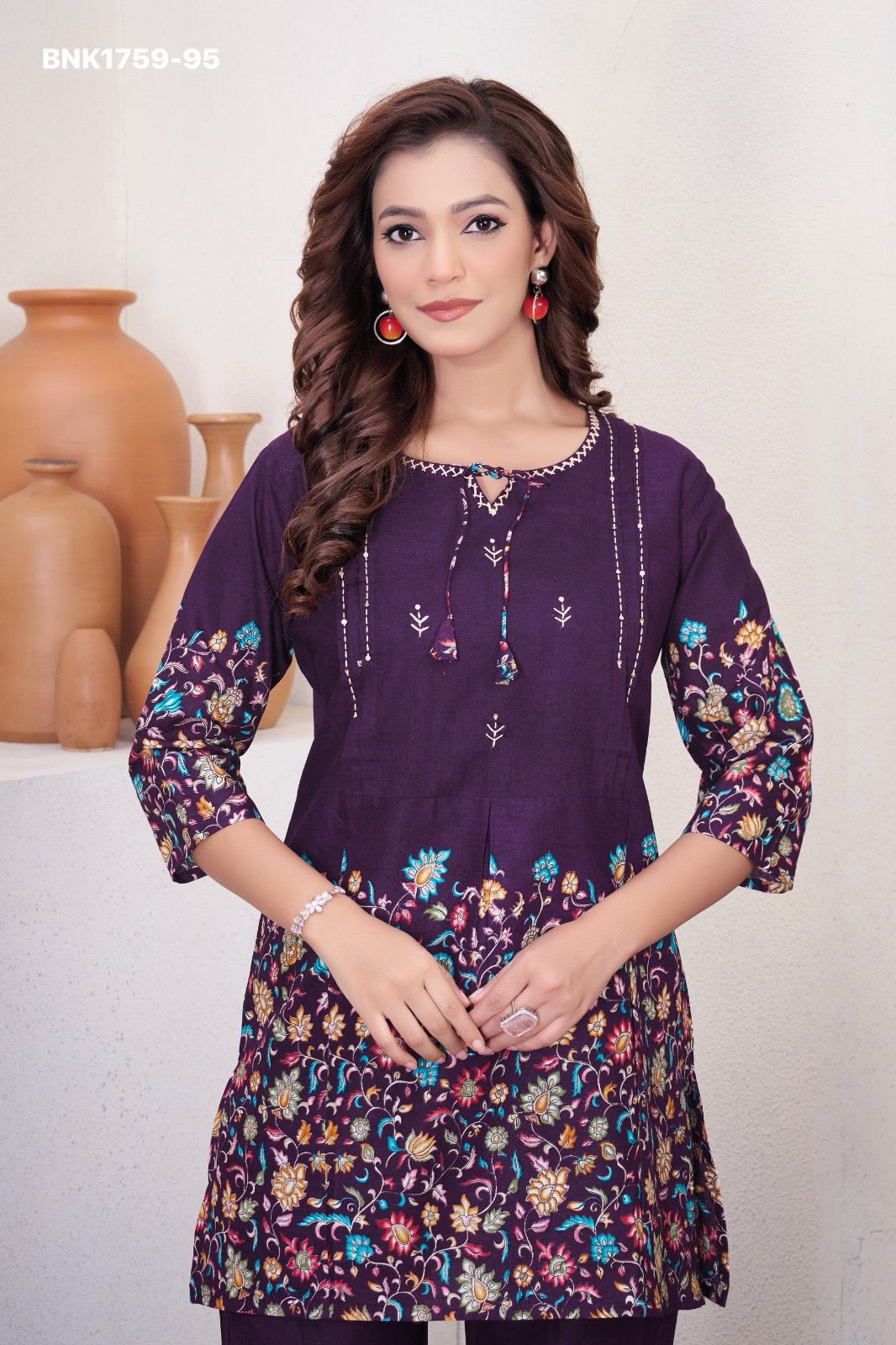 beautiful Kantha work Elegant  trendy printed design  cotton Fabric - BNK1759