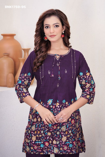 beautiful Kantha work Elegant  trendy printed design  cotton Fabric - BNK1759