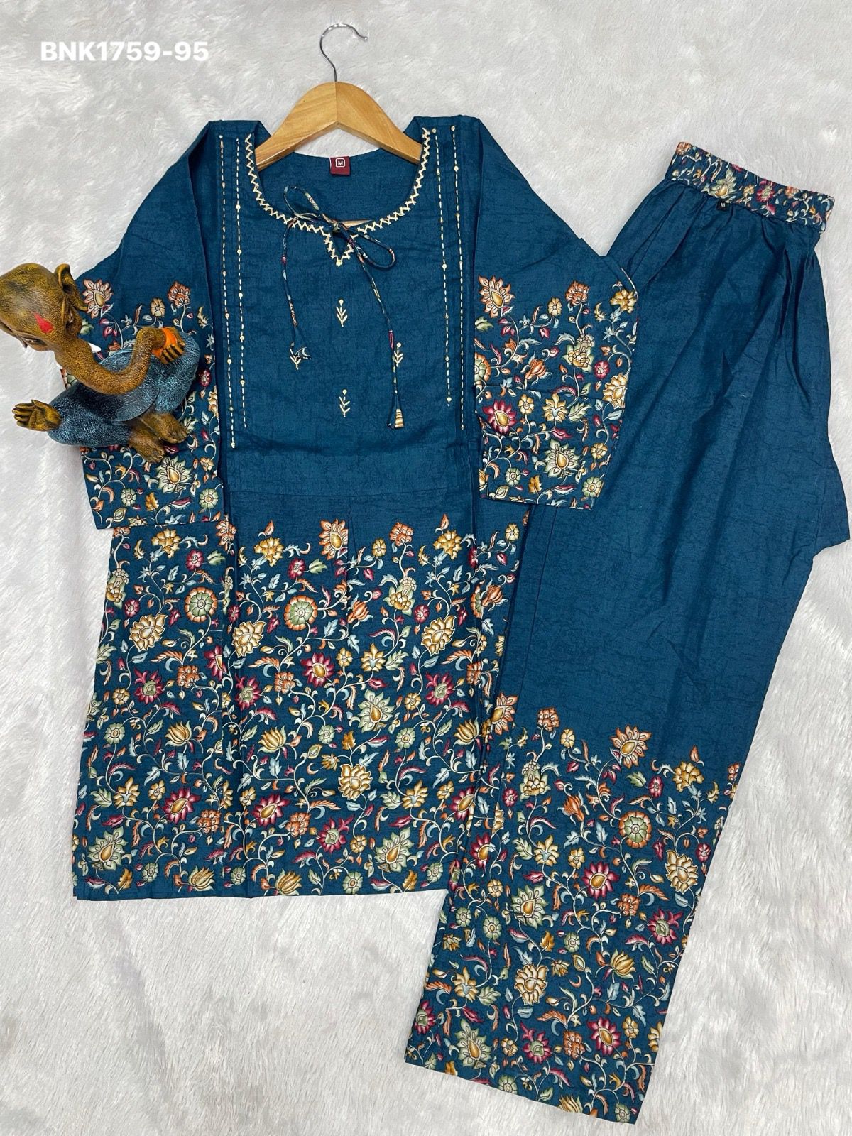 beautiful Kantha work Elegant  trendy printed design  cotton Fabric - BNK1759