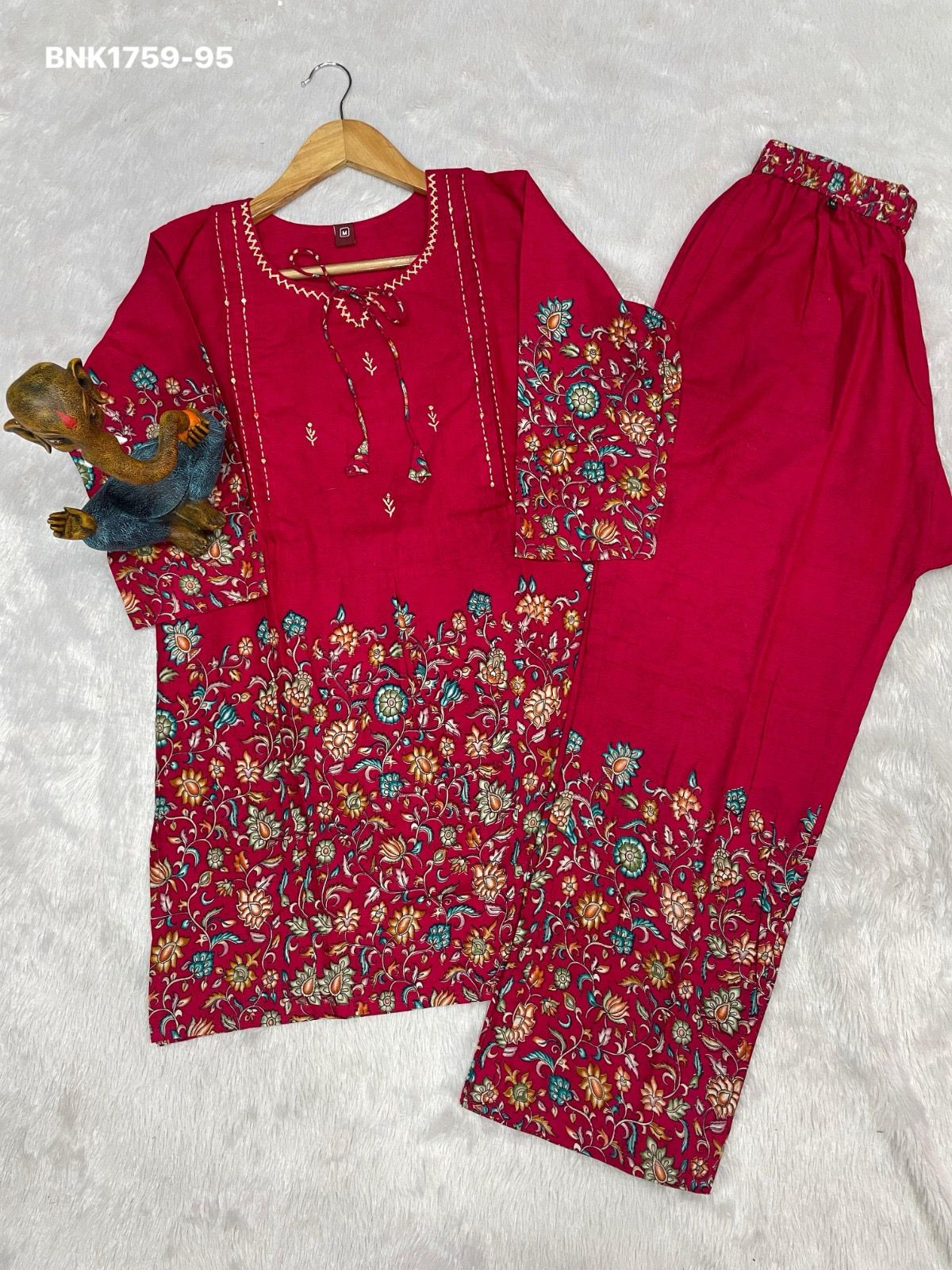 beautiful Kantha work Elegant  trendy printed design  cotton Fabric - BNK1759