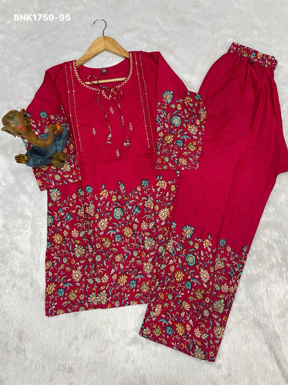 beautiful Kantha work Elegant  trendy printed design  cotton Fabric - BNK1759