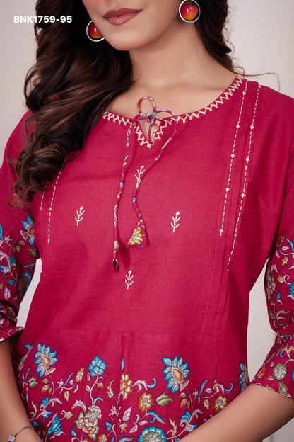 beautiful Kantha work Elegant  trendy printed design  cotton Fabric - BNK1759