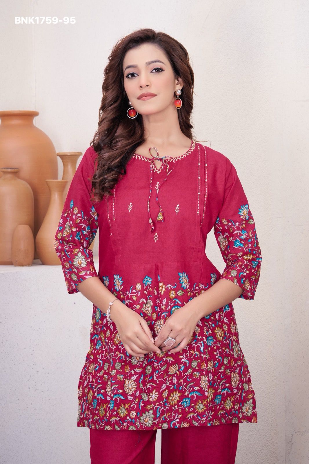 beautiful Kantha work Elegant  trendy printed design  cotton Fabric - BNK1759