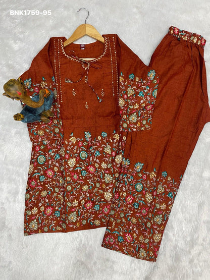 beautiful Kantha work Elegant  trendy printed design  cotton Fabric - BNK1759