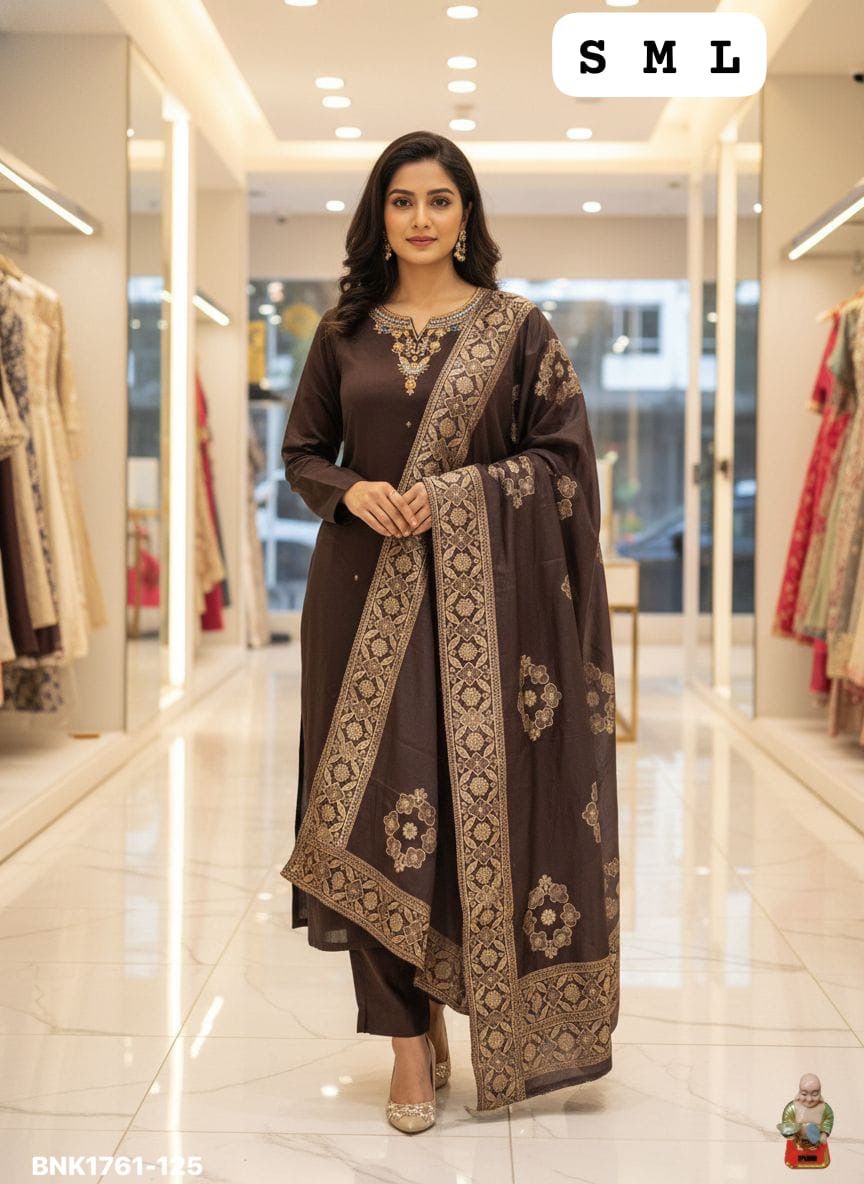 Premium Rangeela Silk (Soft & Lustrous)-Pure Hand Work-BNK1761