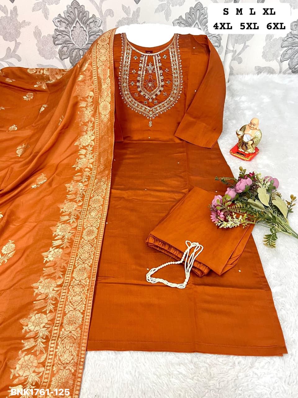 Premium Rangeela Silk (Soft & Lustrous)-Pure Hand Work-BNK1761