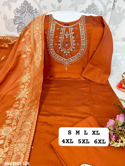 Premium Rangeela Silk (Soft & Lustrous)-Pure Hand Work-BNK1761