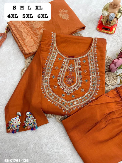 Premium Rangeela Silk (Soft & Lustrous)-Pure Hand Work-BNK1761