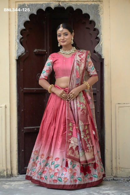 Kalamkari Lehenga Sets (Pure Manipuri Silk)-BNL344