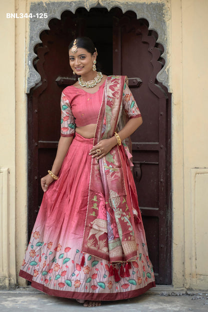 Kalamkari Lehenga Sets (Pure Manipuri Silk)-BNL344