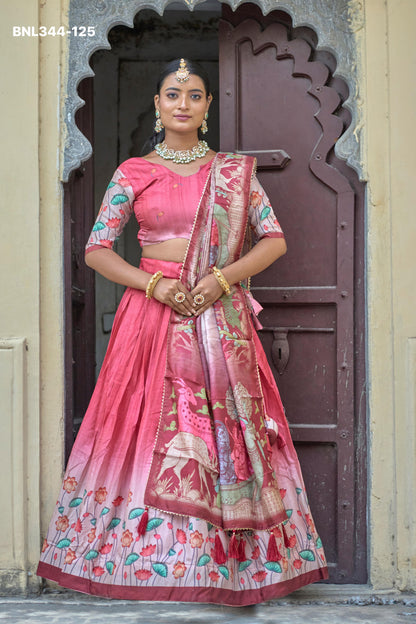 Kalamkari Lehenga Sets (Pure Manipuri Silk)-BNL344
