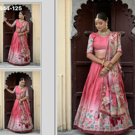 Kalamkari Lehenga Sets (Pure Manipuri Silk)-BNL344