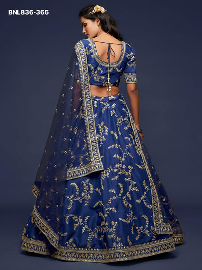 Navy Blue Embroidered Designer Lehenga Choli-BNL836