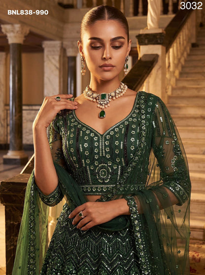Emerald Empress Sequin Lehenga Choli - BNL838