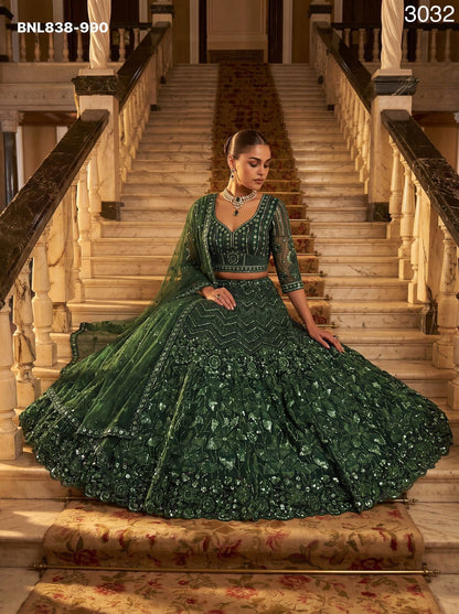 Emerald Empress Sequin Lehenga Choli - BNL838