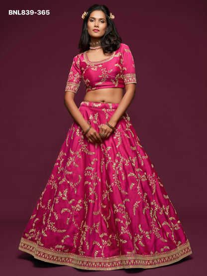 Bright Pink Embroidered Designer Lehenga Choli - BNL839