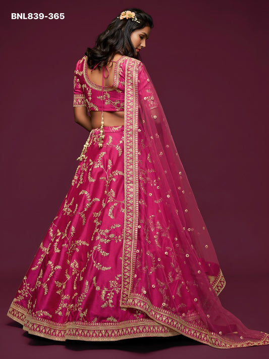 Bright Pink Embroidered Designer Lehenga Choli - BNL839