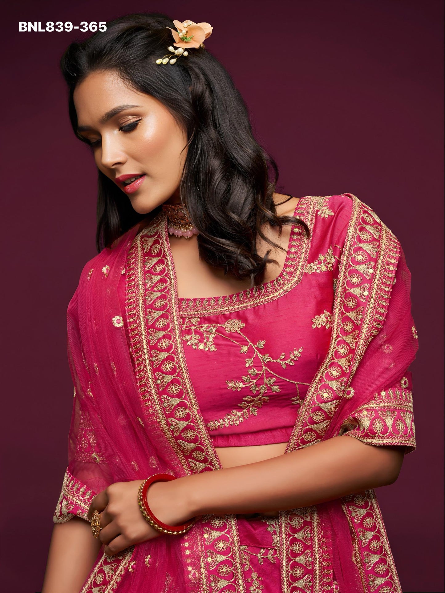 Bright Pink Embroidered Designer Lehenga Choli - BNL839