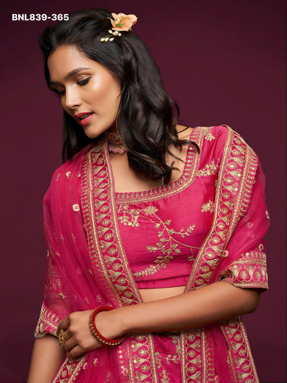 Bright Pink Embroidered Designer Lehenga Choli - BNL839