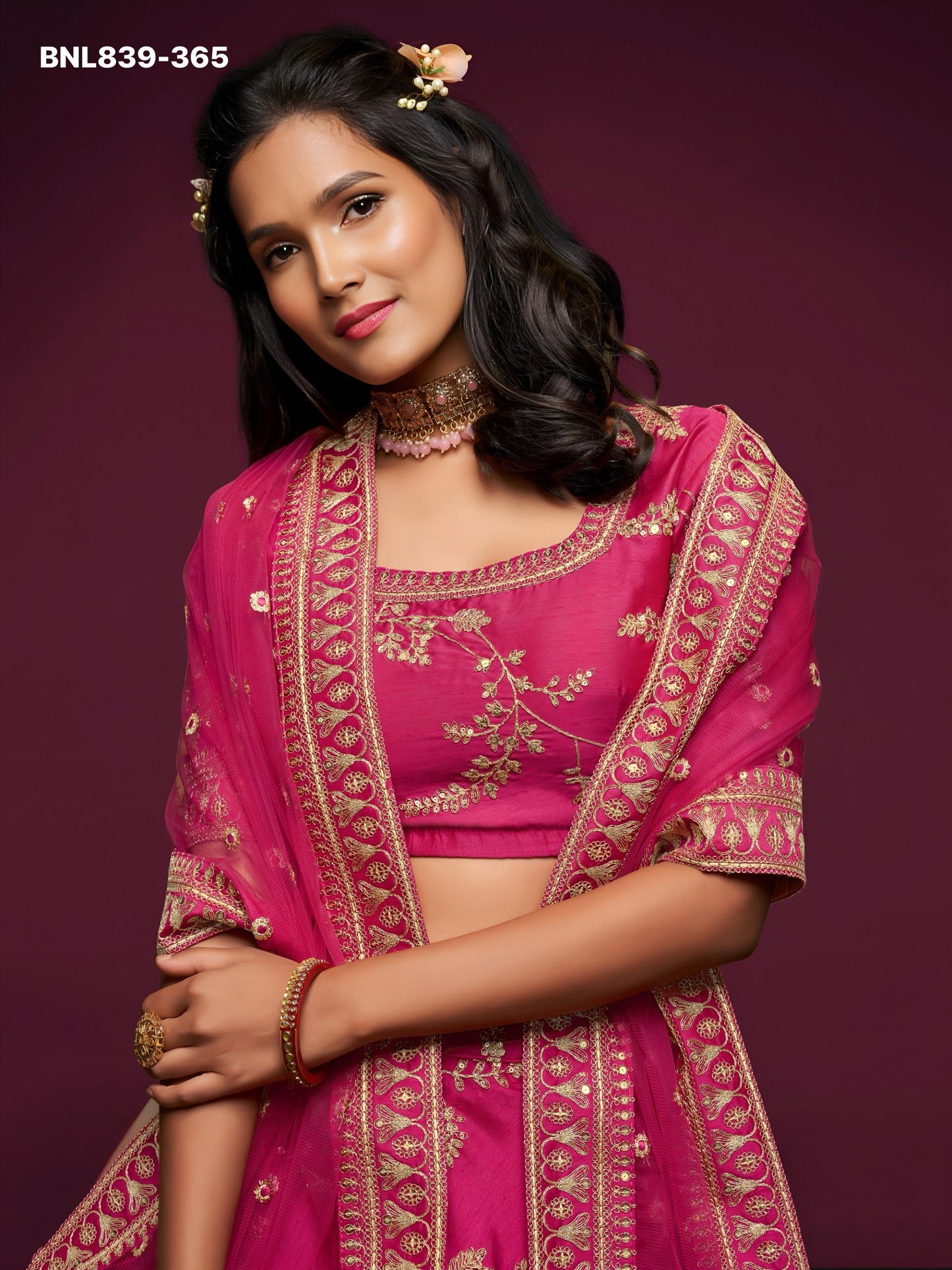 Bright Pink Embroidered Designer Lehenga Choli - BNL839