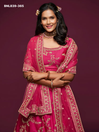 Bright Pink Embroidered Designer Lehenga Choli - BNL839