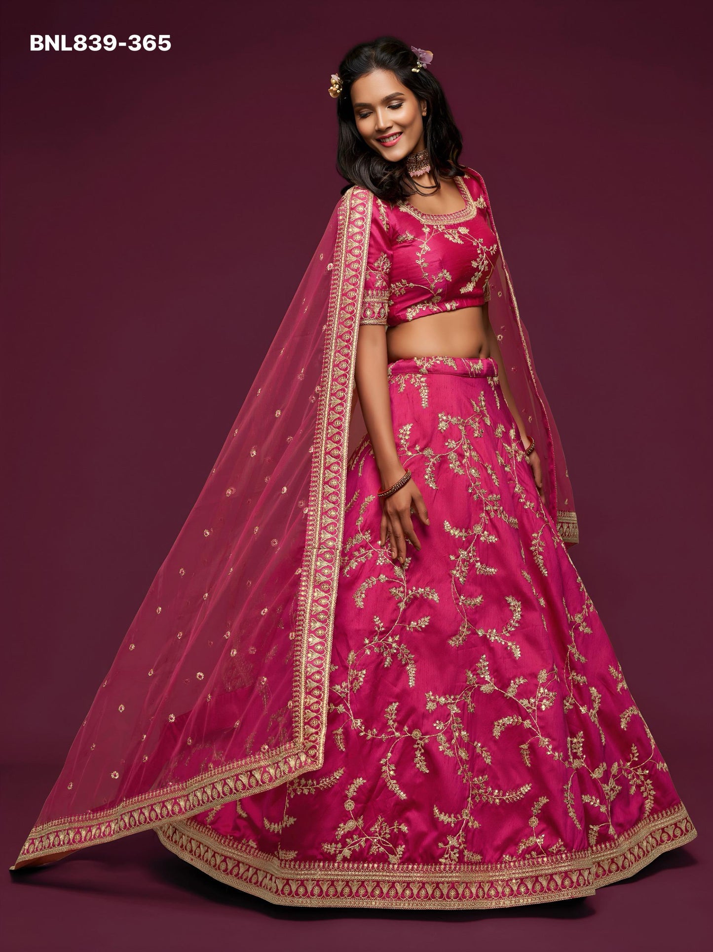Bright Pink Embroidered Designer Lehenga Choli - BNL839