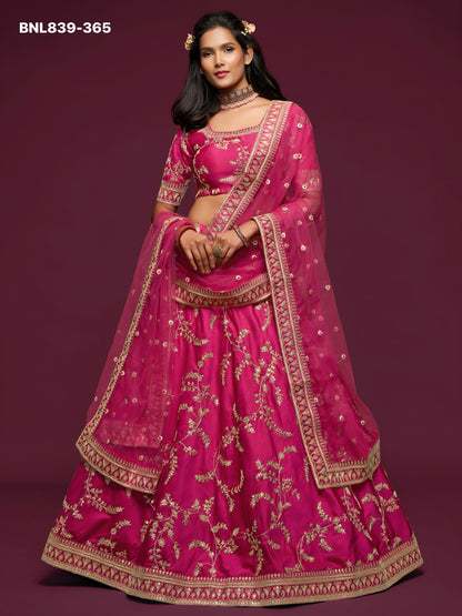 Bright Pink Embroidered Designer Lehenga Choli - BNL839