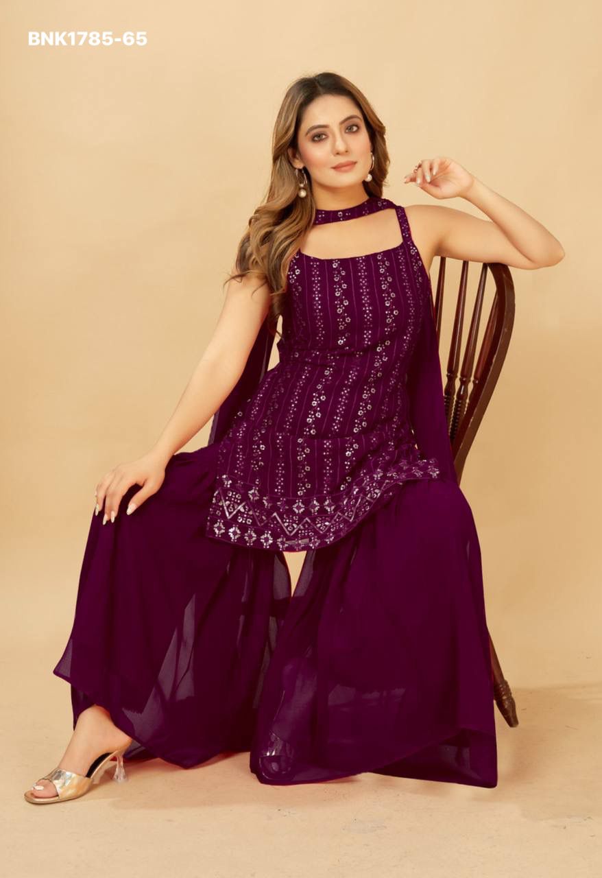 Fox gorgette fabric With micro Lining-MBNK1785