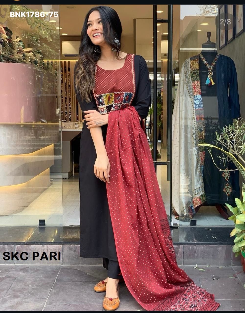 Heavy CHINON Silk and SLUB with Pant and Dupatta- MBNK1786