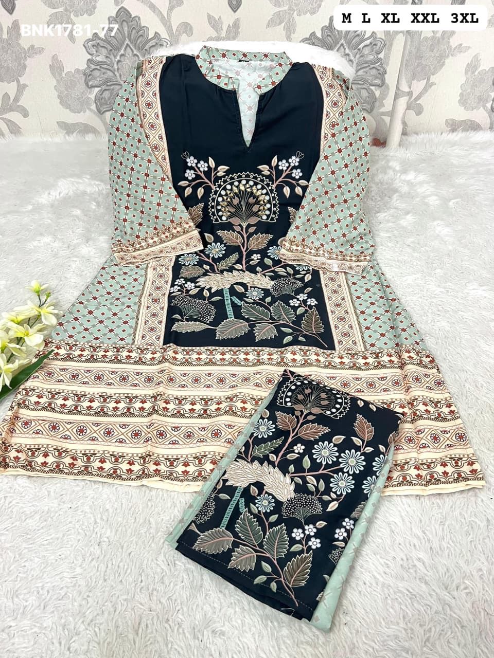Premium Burbary Silk With Work - MBNK1781