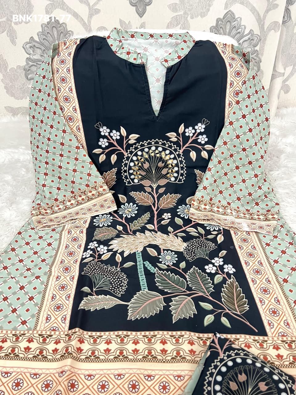 Premium Burbary Silk With Work - MBNK1781
