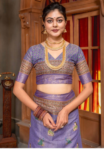 Premium Kanjivaram Erode Silk Saree with Vintage Yellow Floral Digital Print &Jacquard Border: MCL006