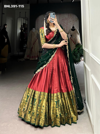 Lehenga choli TARIKA Narayan Pattu Zari Weaving Work- MBNL391