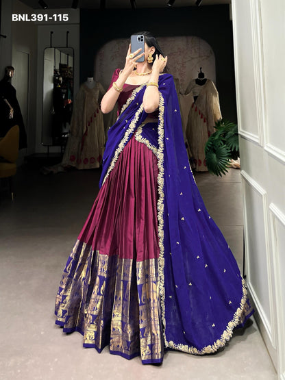 Lehenga choli TARIKA Narayan Pattu Zari Weaving Work- MBNL391